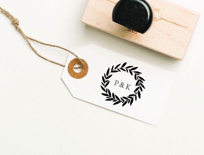 Wreath Monogram Stamp, Save the Date Stamp, Custom Rubber Stamp, Custom RSVP Stamp, Gifts for Couples, Wedding Invitation Stamp SMONO121 image 4