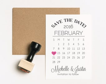 Save the Date Stamp Set, TWO Stamps, Wedding Calendar Stamp, Calendar Heart Stamp Set, Wedding Invitation Stamp, Engagement Stamp (SWEDD100)