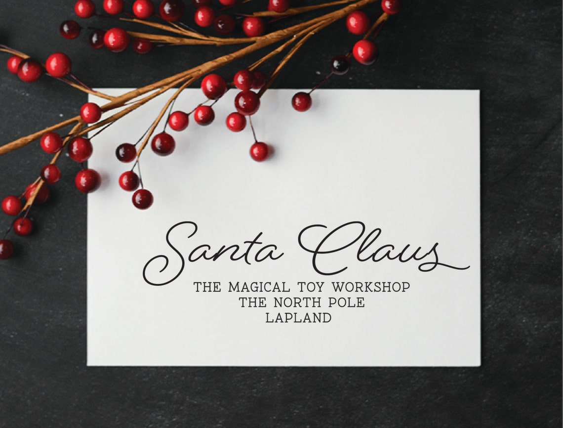 Santa Claus Address Label Stamp Holiday Rubber Stamp Etsy