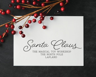 Santa Claus Address Label Stamp, Holiday Rubber Stamp, Christmas Stamp, Santa Address Stamp, Gift Wrap Stamp.  (SXMAS404 - S.5)