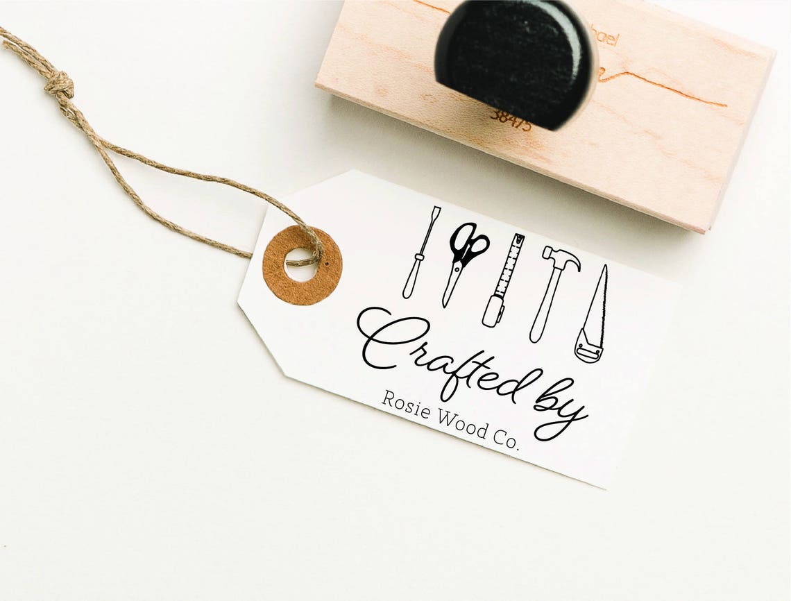 Crafted by Stamp Self Inking Stamp Etsy Shop Name Stamp Etsy