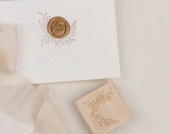 Autumn Monogram Wax Seal Stamp, Oval Wax Stamp, Wedding Invite, Envelope Seal, Custom Wax Stamp, Falling Leaves, KIMBERLEY WMONO183