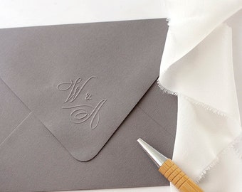 Custom Initials Embosser, Wedding Embosser, Embossing Stamp, Gifts for Couples, Invitation Embosser, Custom Embossing Seal (EMONO133)