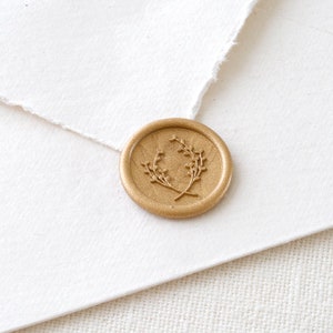 Wreath Wax Seal Stamp, Wax Stamp, Wedding Wax Seal, RSVP Envelope Seal, Wedding Invitations Laurels Seal, Botanical Wedding Stamp WBOTA301 image 1