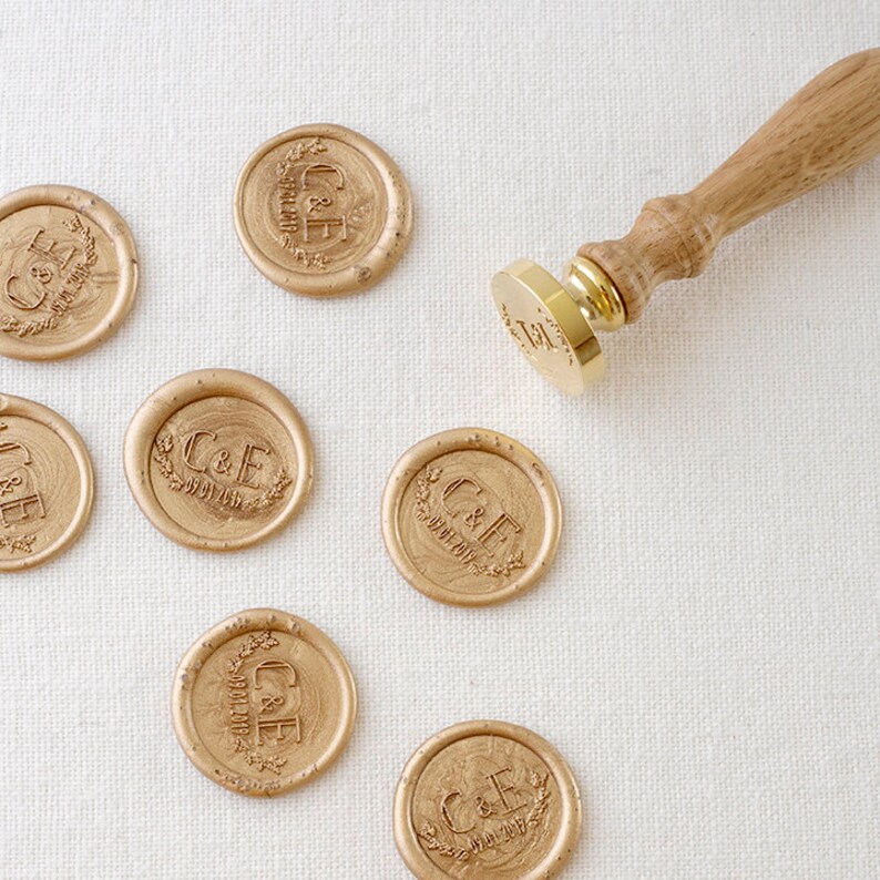 Monogram Wax Seal Stickers Custom Wedding Wax Stickers Self Etsy
