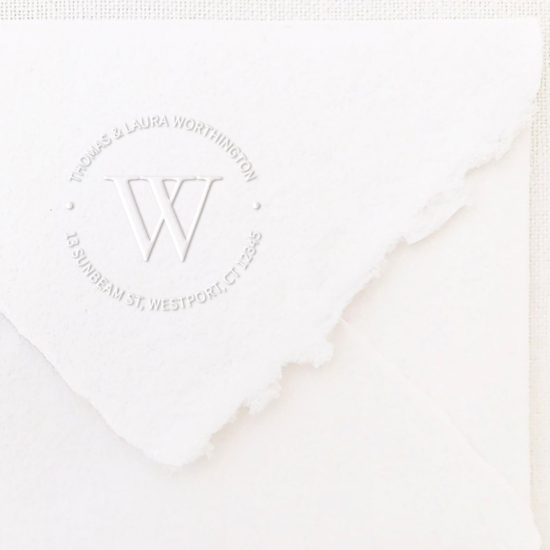 Round Initial Embosser Stamp, Custom Embossing Seal, Return Address