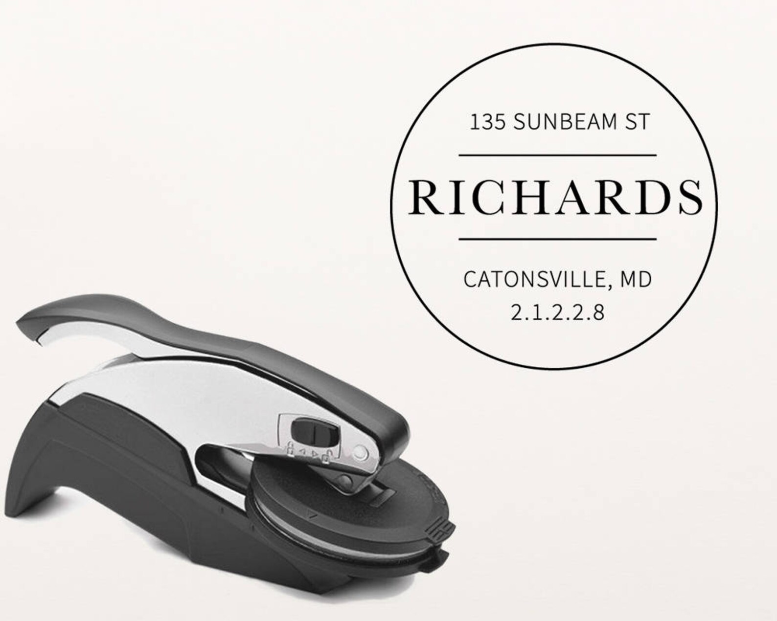 Round Family Name Address Embosser Stamp Custom Embossing Etsy