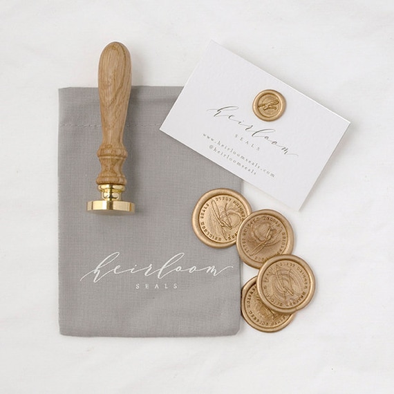 Brass Cerif Initial Wax Seal Stamp Gift Set Kit with Gold Sealing Wax