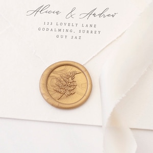 Sceau de cire fougère, Tampon de cire fougère, Sceau de cire de mariage, Sceau pour enveloppe RSVP, Sceau fougère pour faire-part de mariage, Tampon de mariage botanique (WBOTA312)