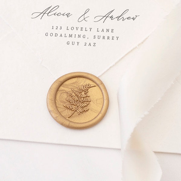 Fern Wax Seal Stamp, Fern Wax Stamp, Wedding Wax Seal, RSVP Envelope Seal, Wedding Invitations Fern Seal, Botanical Wedding Stamp (WBOTA312)