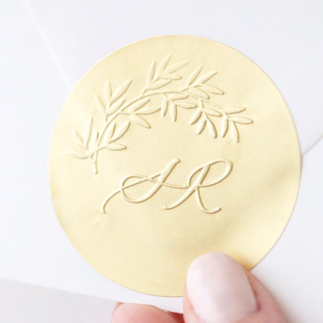 100pcs Gold Blank Embosser Stickers 45mm Metallic Foil Embossing