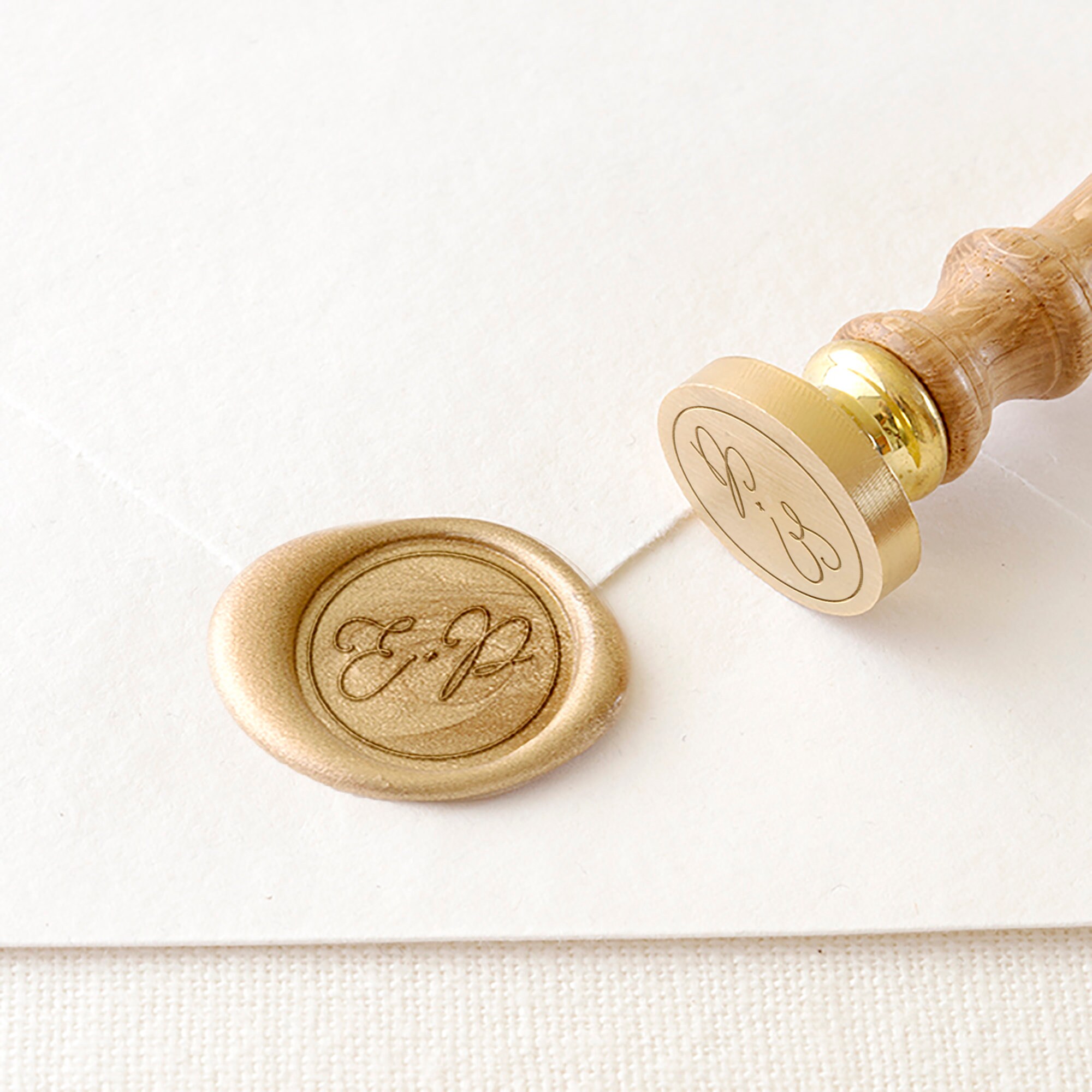 Brass Cerif Initial Wax Seal Stamp Gift Set kit with Gold Sealing