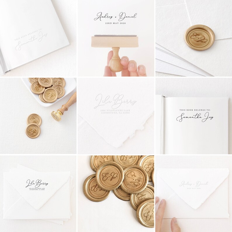 Initial Embossing Stamp Calligraphy Embossing Seal Wedding Etsy