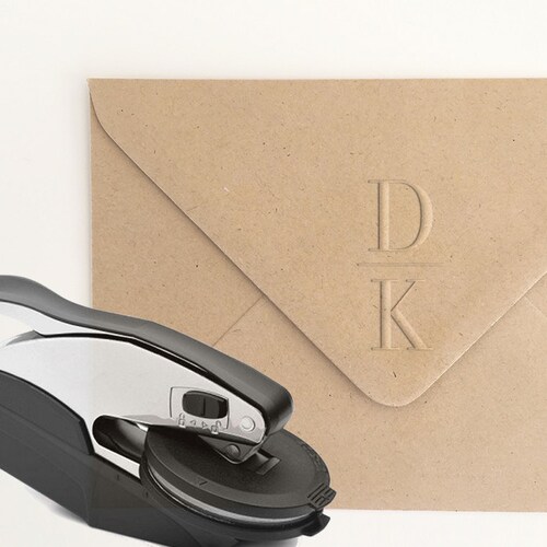 Monogram Embosser Stamp Initials Embossing Seal Personalized Etsy