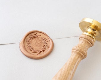 Laurel Wreath Wax Seal Stamp, Wax Stamp, Wedding Wax Seal, RSVP Envelope Seal, Wedding Invitations Seal, Botanical Wedding Stamp (WBOTA314)