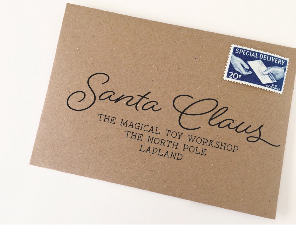 Santa Claus Address Label Stamp Holiday Rubber Stamp Etsy