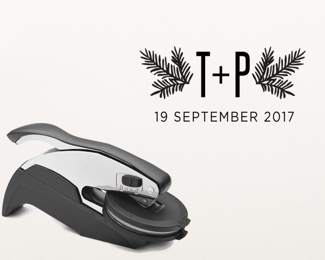 Save the Date Embosser Stamp Monogram Embossing Stamp Etsy