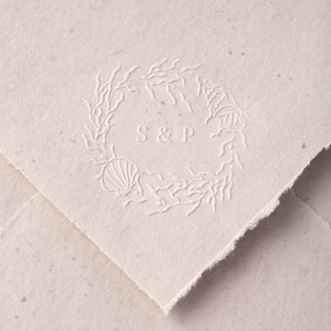 Coastal Initial Embosser Stamp, Initials Embossing Seal, Sea Wreath Monogram Embosser Seal, Personalized Embosser, Wedding Embosser EMONO146
