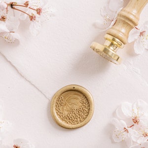 Cherry Blossom Wax Seal Stamp, Wedding Wax Seal, RSVP Envelope Seal, Wedding Invitations Seal, Floral Wedding Stamp, PINK LACE WBOTA329
