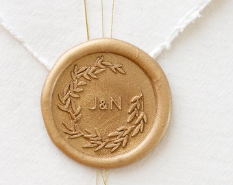 Custom Wreath Seal, RSVP Wax Seal Stamp, Envelope Seal, Wedding Wax Stamp, Custom Wax Seal, Custom Seal, Custom Wedding Stamp (WMONO123)