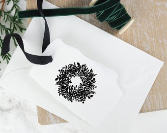 Christmas Wreath Rubber Stamp, DIY Gift Wrap, Gifts for Dad, Christmas Card Stamp, Wreath Rubber Stamp, Holiday Envelope BELIEVE (SXMAS120)