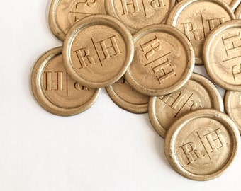 Custom Monogram Wax Stickers, Self Adhesive Wax, Invitation Seals, Custom Wax Seal Stickers, RSVP Wax Seals, Wedding Wax Seals (WMONO103)