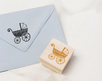 New Baby Pram Rubber Stamp, Vintage Pram Rubber Stamp, Birth Announcement Stamp, Baby Shower Invitations, Vintage Pram Rubber Stamp SKIDS101