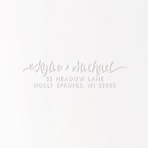 Calligraphy Address Embosser Seal, Return Address Embossing Stamp, Holiday Card Seal, Embossing Script, Housewarming Gift HAYLEY EADDR104