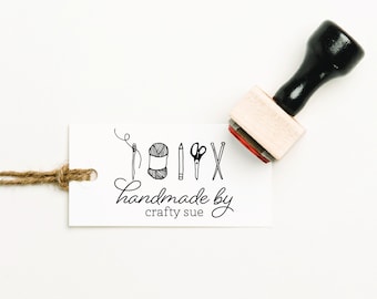Made by Stamp, Handmade By Stamp, Etsy Shop Stamp, Etsy Shop Name Stamp, Business Card Stamp, Knitted By Stamp, Self-Inking Stamp (SMADE151)