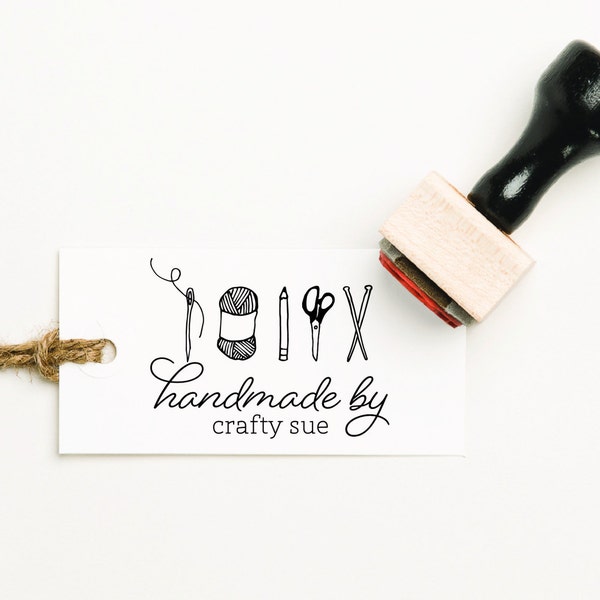 Made by Stamp, Handmade By Stamp, Etsy Shop Stamp, Etsy Shop Name Stamp, Business Card Stamp, Knitted By Stamp, Self-Inking Stamp (SMADE151)