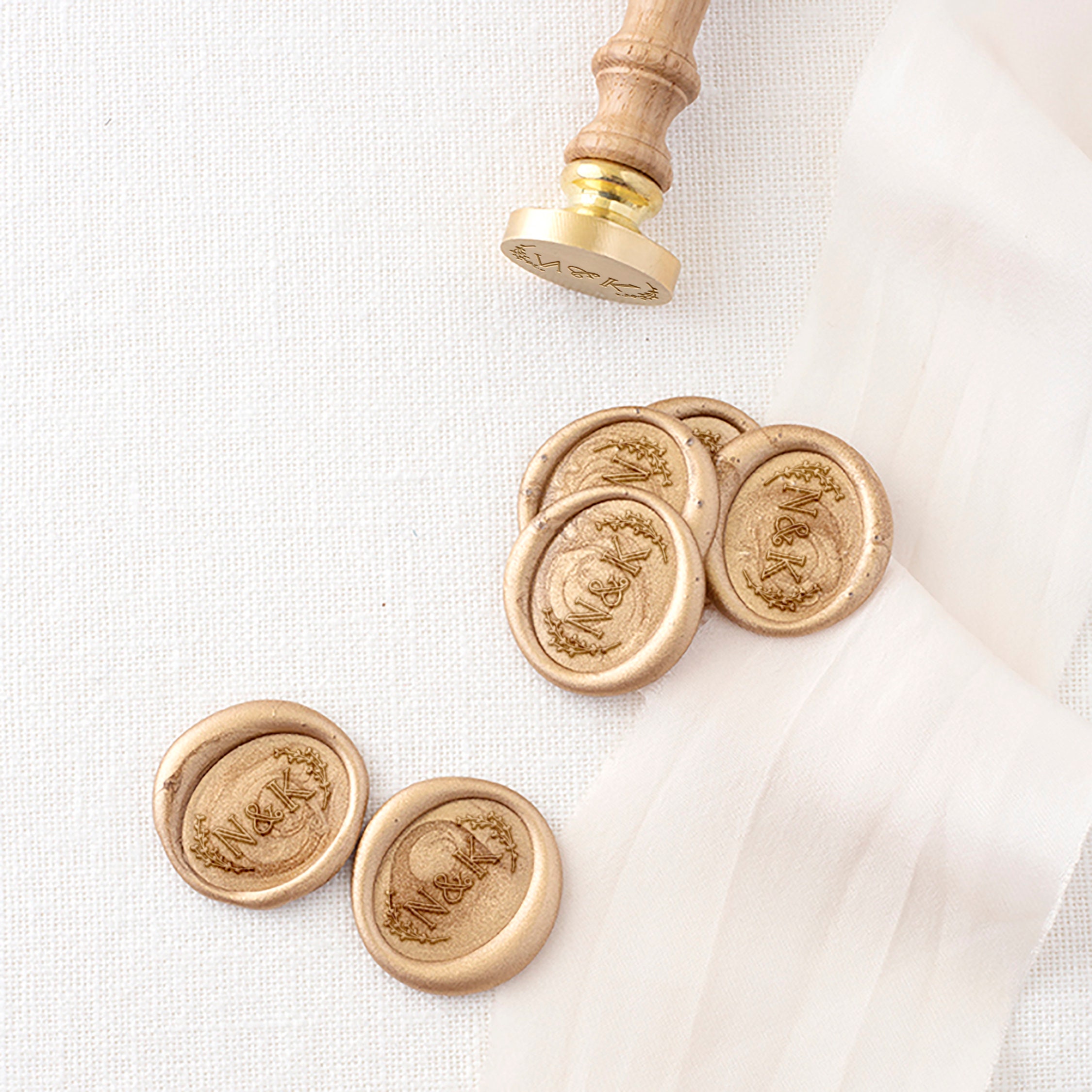 Lily of the valley oval wax seal stickers in yellow gold | Set of 10  Marketplace Wax Seals by undefined