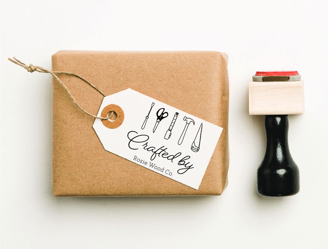 Crafted by Stamp Self Inking Stamp Etsy Shop Name Stamp Etsy