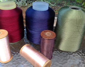 fournitures/Soie :lot de bobines de fils de soie