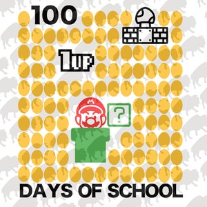 100 Schultage SVG / Mario / 100 Tage / 100. Schultag / Lehrer / Tshirts / Cricut / Cut File / Clipart / Silhouette / Vektor / Dxf
