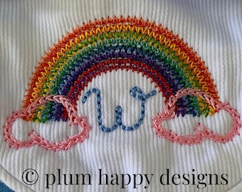 Mini rainbow sketch fill zig zag and chain stitch small embroidery design vintage stitch machine embroidery 3 sizes 1.25" 1.5" 1.75"