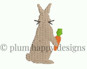 Mini bunny rabbit holding carrot Easter spring springtime animal complete fill stitch embroidery design monogram accent