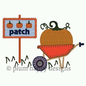 Kürbis Patch Bauernhof Herbst Herbst Kürbisse Riesen Kürbis Rad Barrow Applikation Maschine Stickerei Design 2 Größen 4 Zoll und 6 Zoll