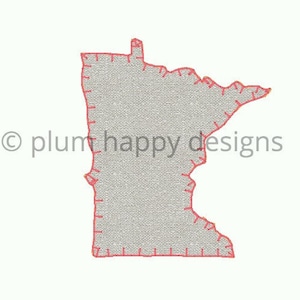 Minnesota vintage applique blanket stitch state Saint Paul Minneapolis embroidery design 1 inch 2 inch 3 inch 4 inch