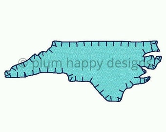 North Carolina vintage applique blanket stitch state Raleigh North Carolina State Chapel Hill 6 inch 7 inch 8 inch 9 inch embroidery design
