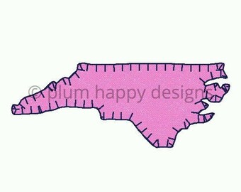 North Carolina vintage applique blanket stitch state Raleigh North Carolina State Chapel Hill 2 inch 3 inch 4 inch 5 inch embroidery design