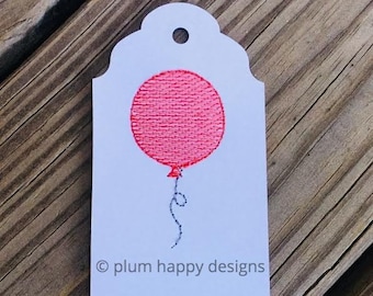 mini balloon vintage embroidery design happy birthday gift tag card birthday party 1.5 inch 2 inches 2.5 inches