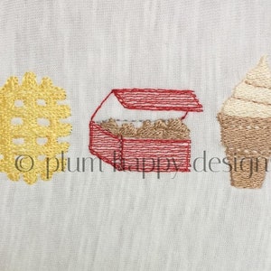 Chicken nugget meal kids meal waffle fries ice cream fully & sketch fill stitches machine embroidery design