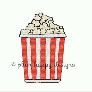 Popcorn snack sketch fill mini design movie theater theme park circus fair carnival festival 1, 1.5, 2, and 2.5 inch embroidery design