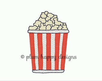 Popcorn snack sketch fill mini design movie theater theme park circus fair carnival festival 1, 1.5, 2, and 2.5 inch embroidery design