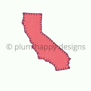 California vintage applique blanket stitch Sacramento Los Angeles San Francisco San Diego embroidery design 5 inch 6 inch 7 inch 8 inch