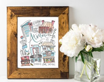 Atmore, AL Alabama Wall Art Watercolor Map Print [5x7, 8x10, or 11x14]