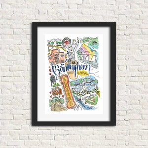 Birmingham, AL Print 8x10 11x14 // Magic City Red Mountain Park Avondale Brewing cahoba river Steel City Sloss Furnace Alabama theatre sign