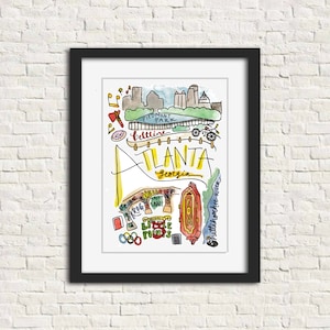 Atlanta, Georgia Wall Art Watercolor Print | Birthday/Graduation/Wedding Gift Home Decor | 5x7, 8x10 or 11x14