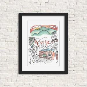 Boone, North Carolina Wall Art Watercolor Print | Birthday/Graduation/Wedding Gift Home Decor | Appalachian State Art | 5x7, 8x10 or 11x14