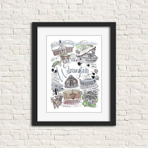 Wilmington, NC North Carolina UNCW Wall Art Watercolor Print [5x7, 8x10, 11x14]